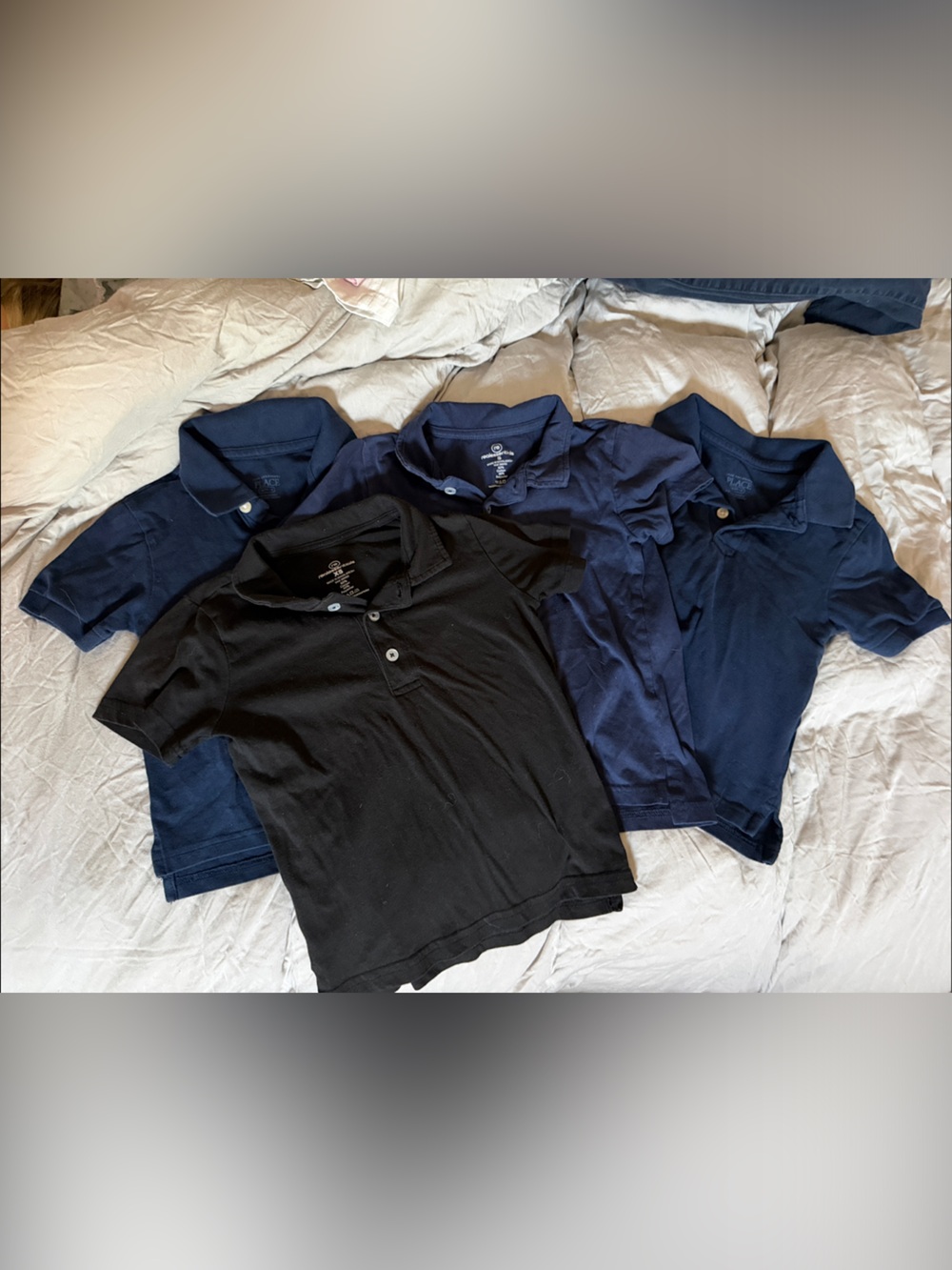 The Children's Place & Realessentials 4 Polo Uniform Shirts - Black and Navy